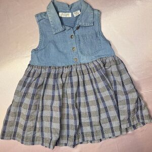 Vintage 90s Specialty Kids blue Jean Cottage Country Dress Sz M (5)